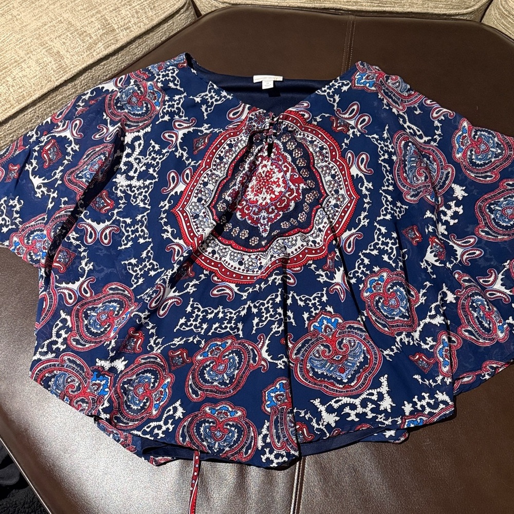Westport Navy and Red Paisley Blouse